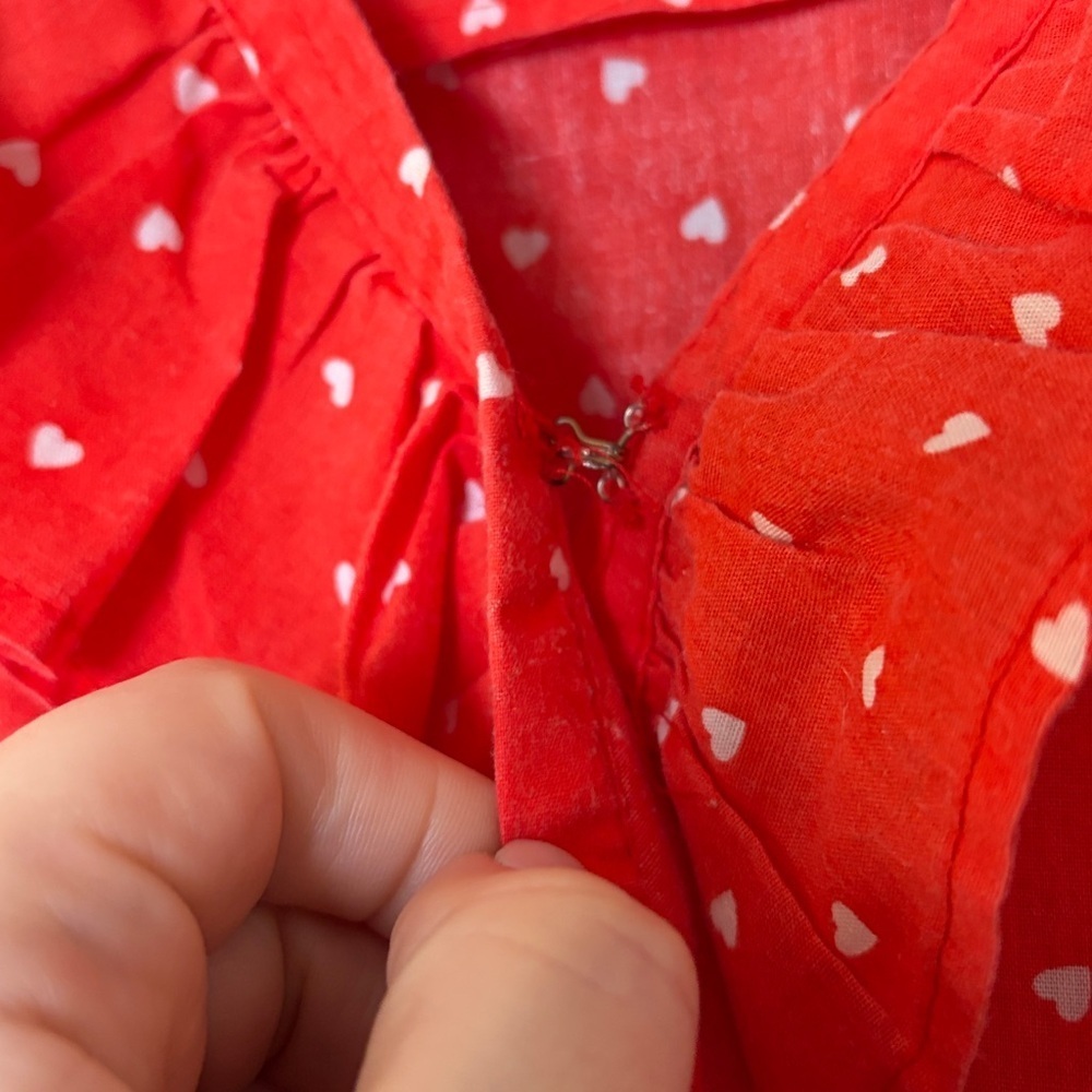 Dainty Heart Print Handmade Wrap Dress Small - Picture 5 of 9